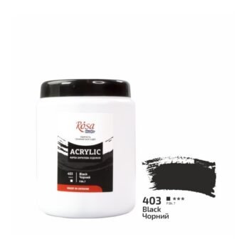 Akriliniai dažai juodi 1000ml Rosa studio  (403)