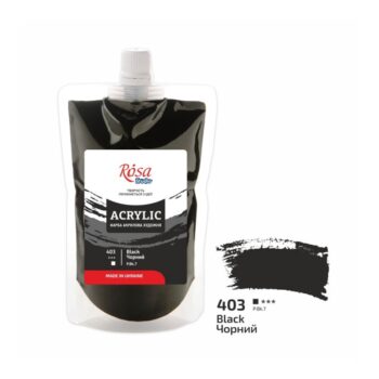 Akriliniai dažai juodi 200ml Rosa studio  ( 403 )
