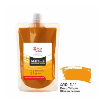 Akriliniai dažai tamsiai geltoni 200ml Rosa studio (410)