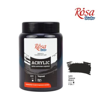 Akriliniai dažai juodi Rosa studio 400ml (403)